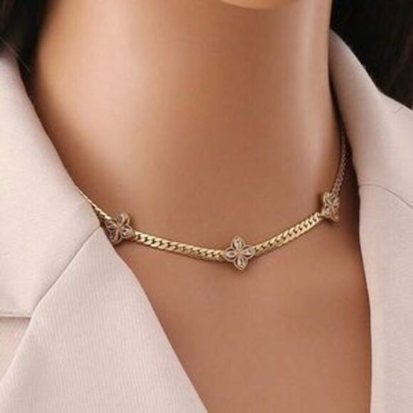 Jewelry - Gold Plated Clover Chain Necklace Y2K Trendy